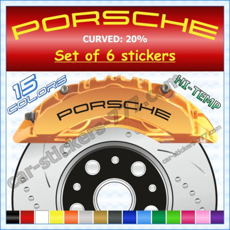 Porsche Brake Caliper Decals Stickers Curved 20