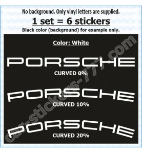 Porsche Brake Caliper Decals Stickers Curved 0+10+20