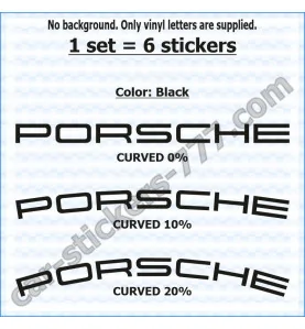 Porsche Brake Caliper Decals Stickers Curved 0+10+20