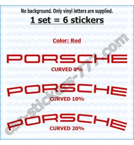 Porsche Brake Caliper Decals Stickers Curved 0+10+20