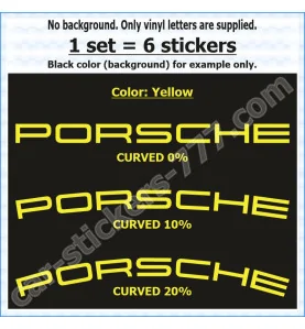 Porsche Brake Caliper Decals Stickers Curved 0+10+20
