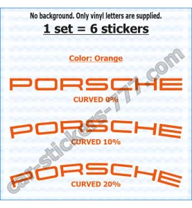 Porsche Brake Caliper Decals Stickers Curved 0+10+20