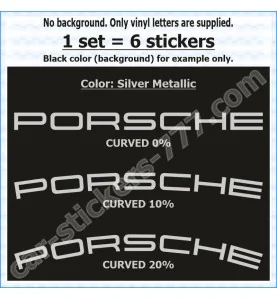 Porsche Brake Caliper Decals Stickers Curved 0+10+20