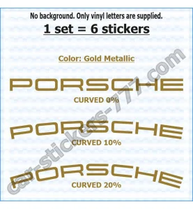 Porsche Brake Caliper Decals Stickers Curved 0+10+20