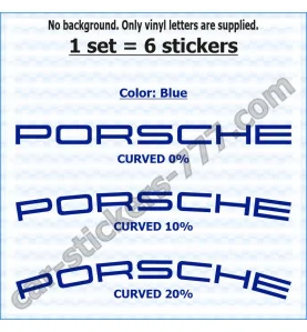 Porsche Brake Caliper Decals Stickers Curved 0+10+20