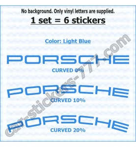 Porsche Brake Caliper Decals Stickers Curved 0+10+20
