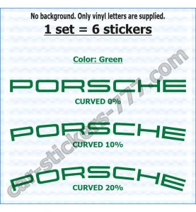 Porsche Brake Caliper Decals Stickers Curved 0+10+20