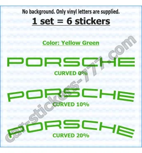 Porsche Brake Caliper Decals Stickers Curved 0+10+20