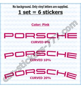 Porsche Brake Caliper Decals Stickers Curved 0+10+20