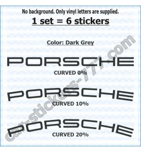 Porsche Brake Caliper Decals Stickers Curved 0+10+20