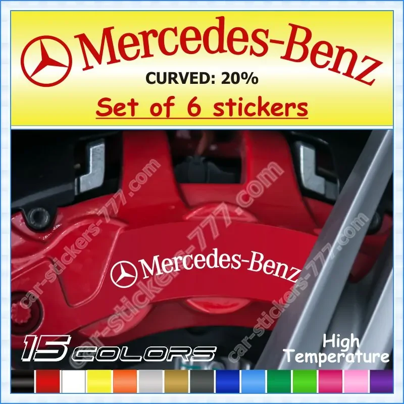 Mercedes-Benz Curved 20% Brake Caliper Decals Stickers Design 3
